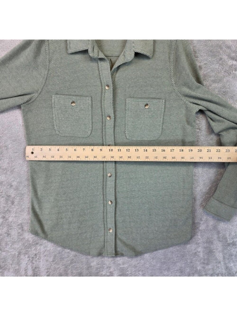 Faherty Button Up Shirt Womens S Green Collared Long Sleeve Knit Striped Top - Picture 9 of 10